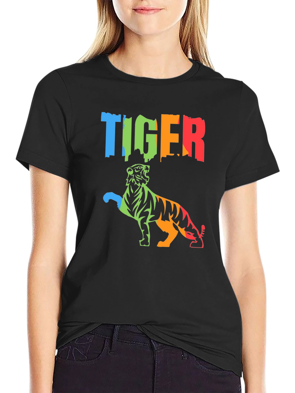 Vibrant Tiger Graphic Tee - Mens Black T-Shirt