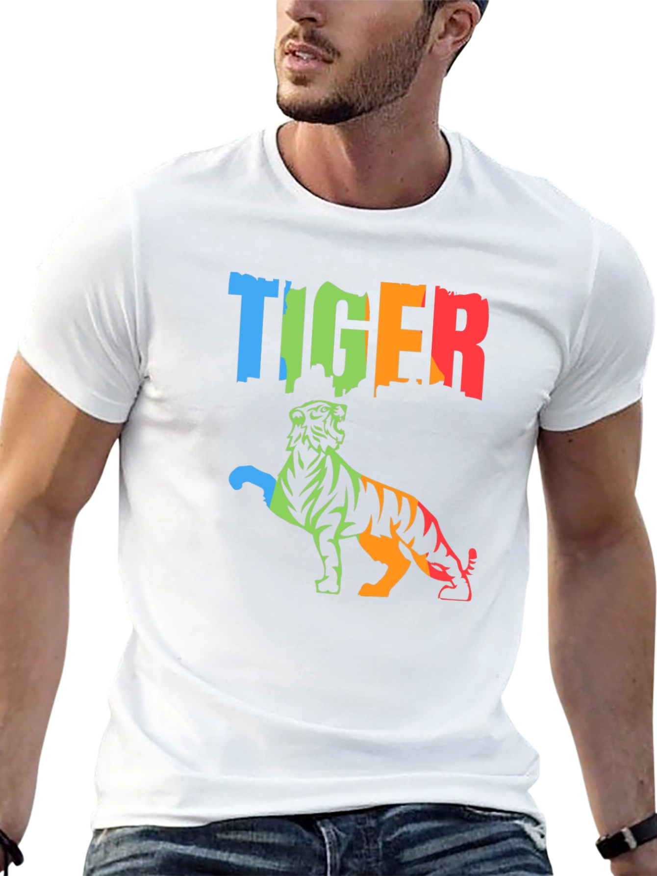 Vibrant Tiger Graphic Tee - Mens Black T-Shirt