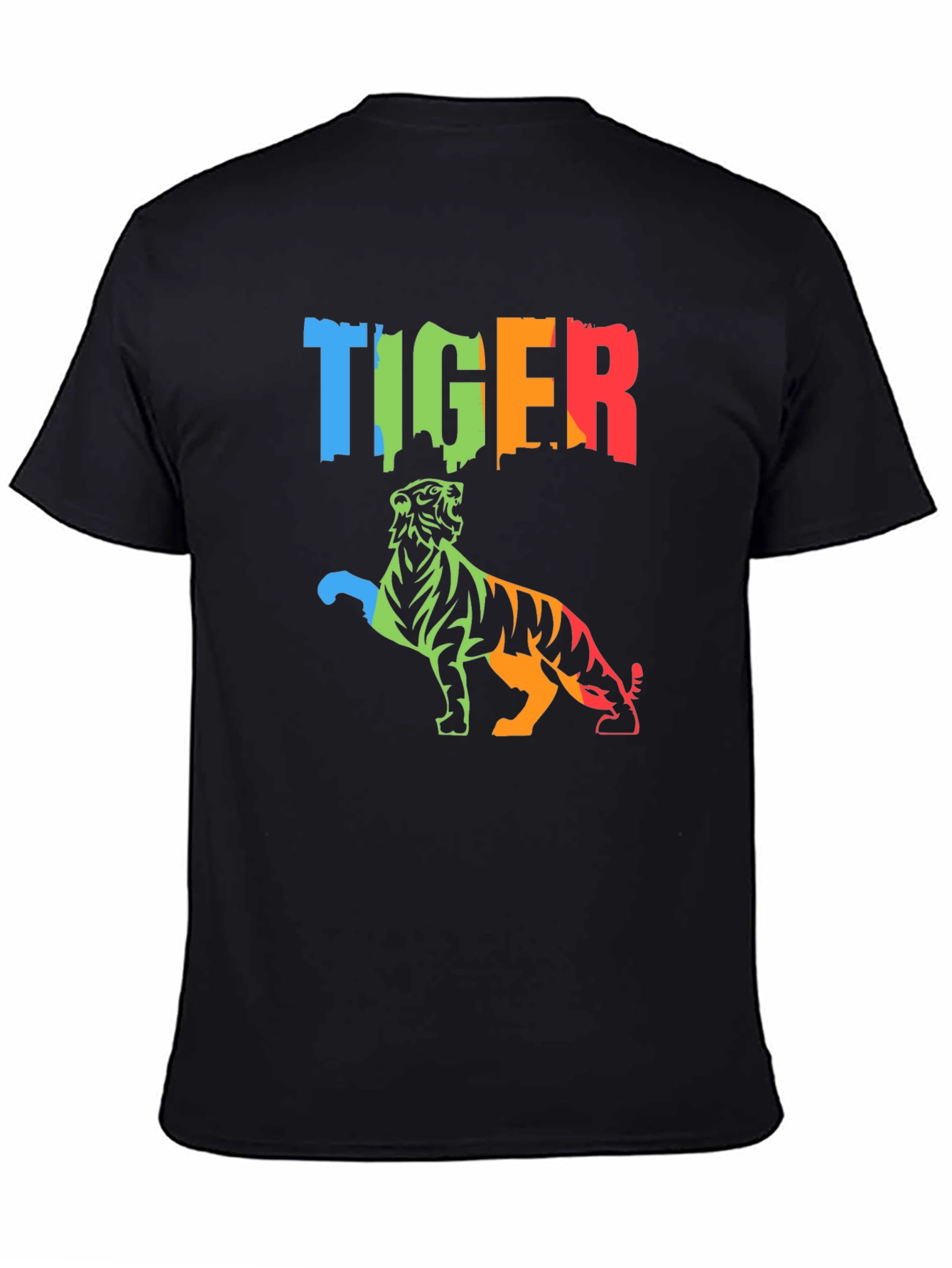 Vibrant Tiger Graphic Tee - Mens Black T-Shirt