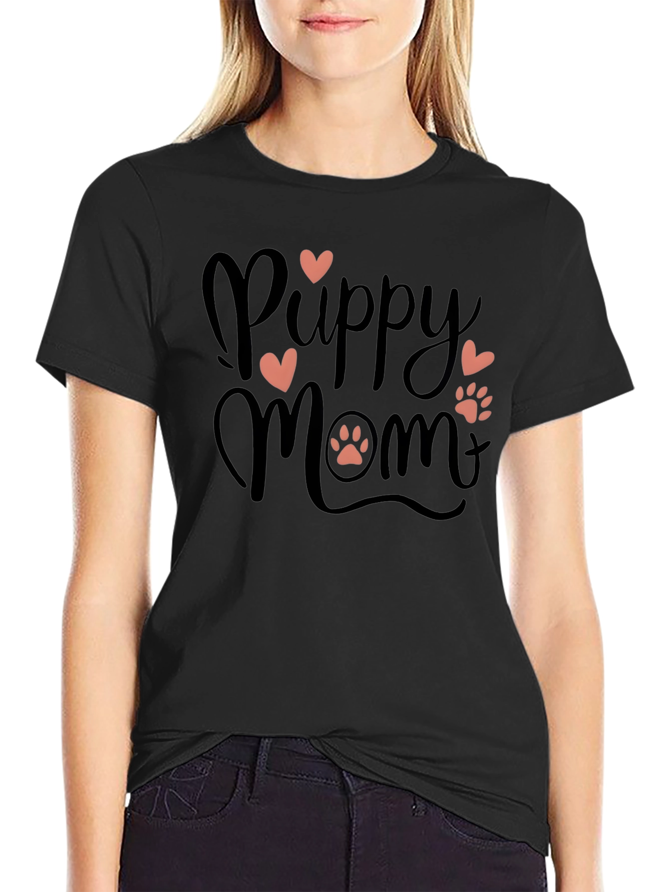 Puppy Mom Black T-Shirt - Dog Lover Tee
