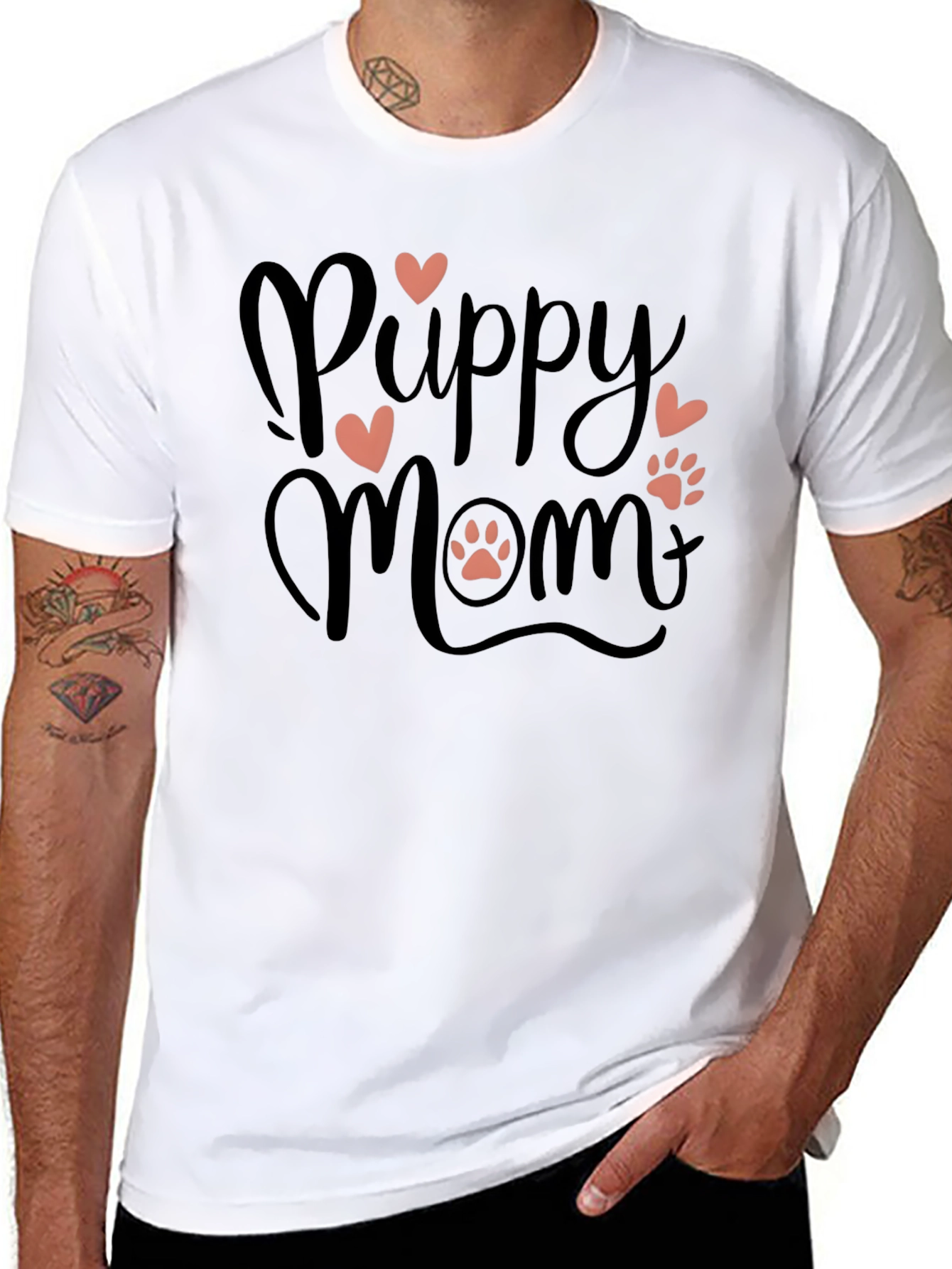 Puppy Mom Black T-Shirt - Dog Lover Tee