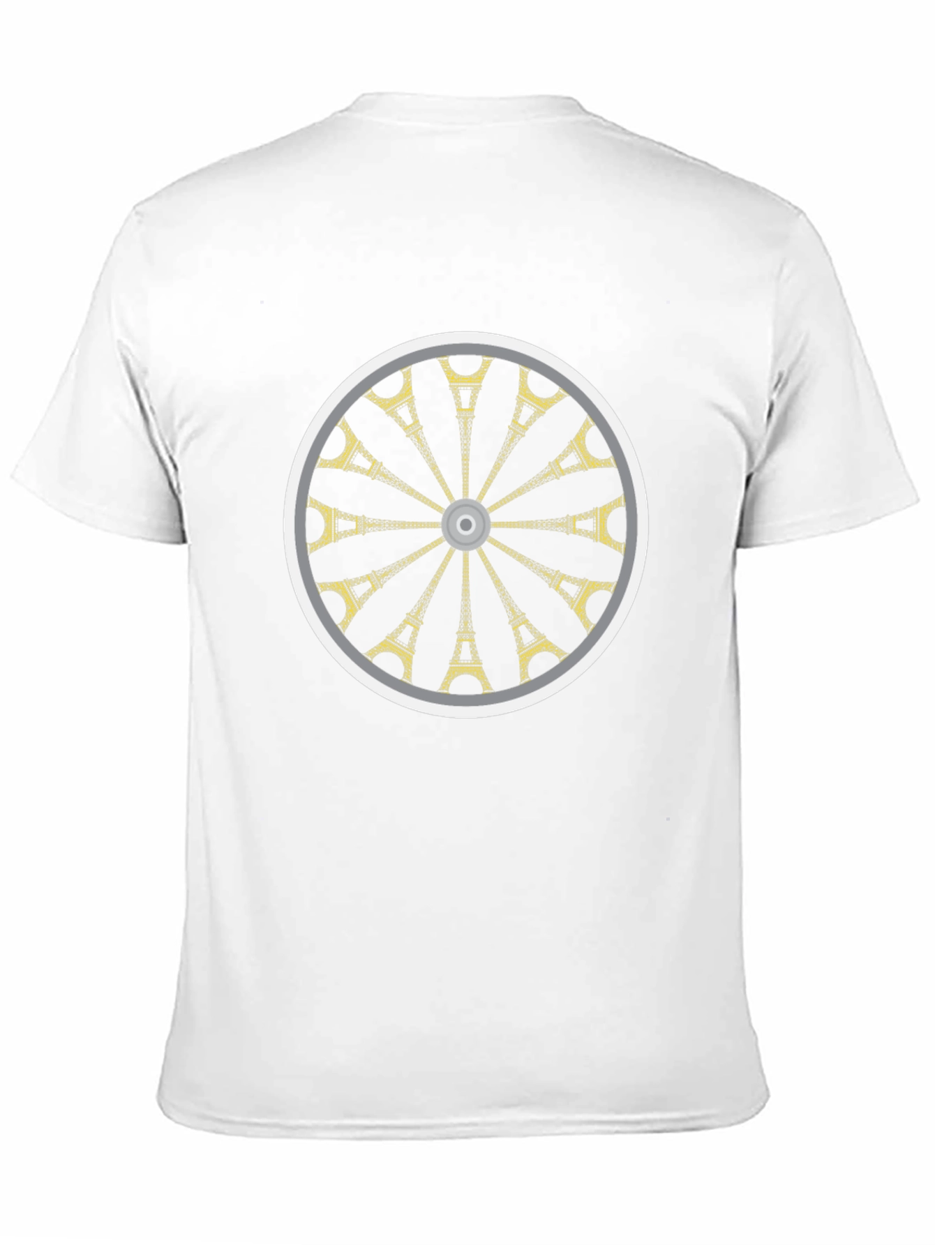 Eiffel Tower Wheel Graphic T-Shirt - Casual Black Tee