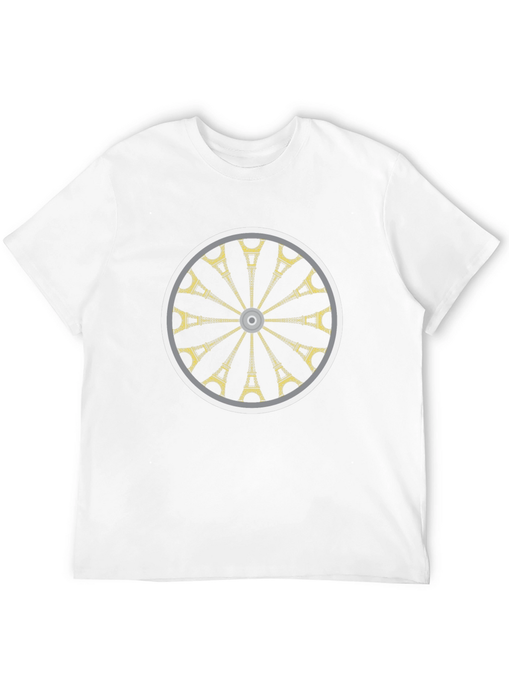 Eiffel Tower Wheel Graphic T-Shirt - Casual Black Tee