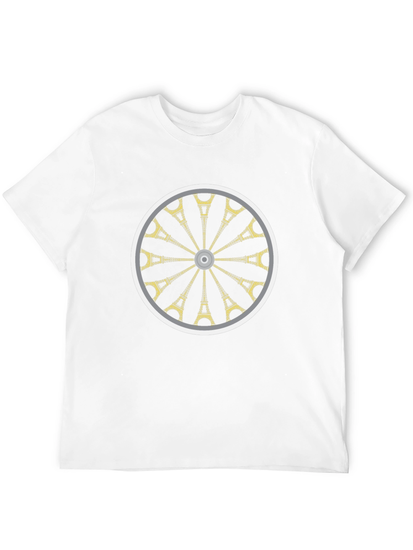 Eiffel Tower Wheel Graphic T-Shirt - Casual Black Tee