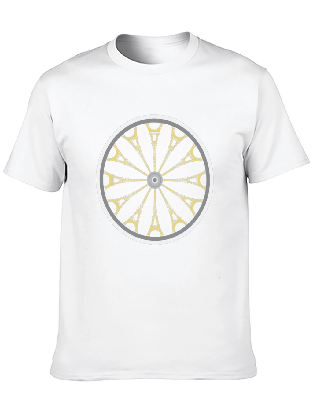 Eiffel Tower Wheel Graphic T-Shirt - Casual Black Tee
