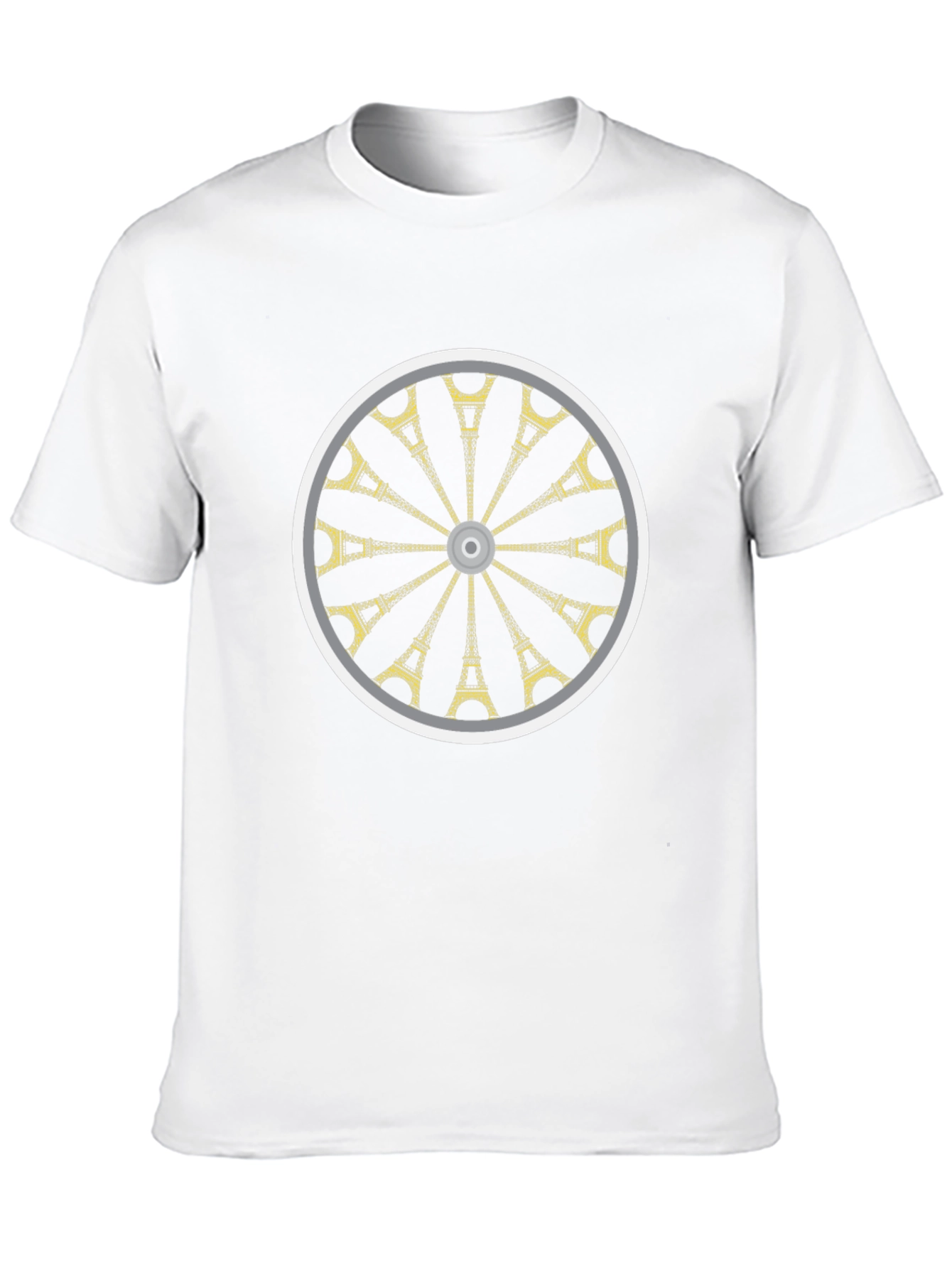 Eiffel Tower Wheel Graphic T-Shirt - Casual Black Tee