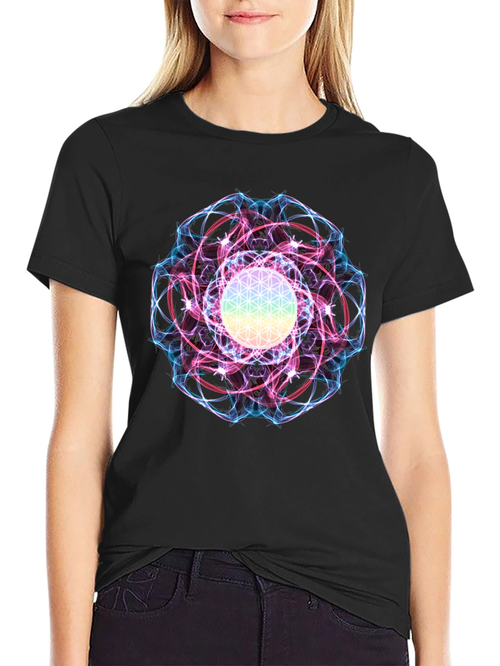 Flower of Life Graphic Tee - Spiritual Design