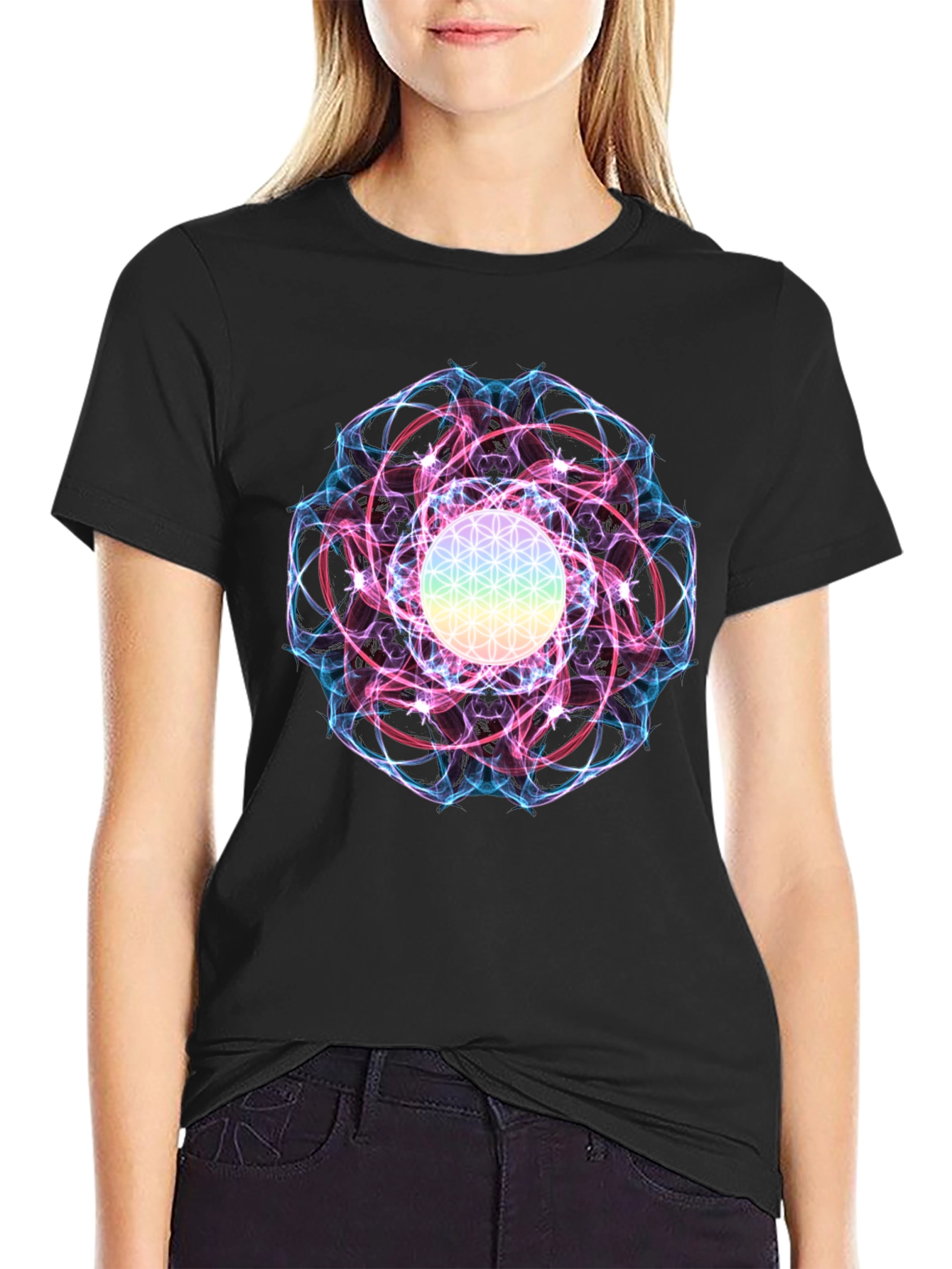 Flower of Life Graphic Tee - Spiritual Design