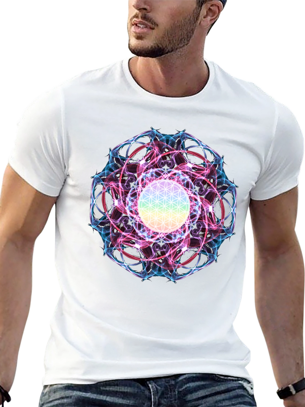 Flower of Life Graphic Tee - Spiritual Design