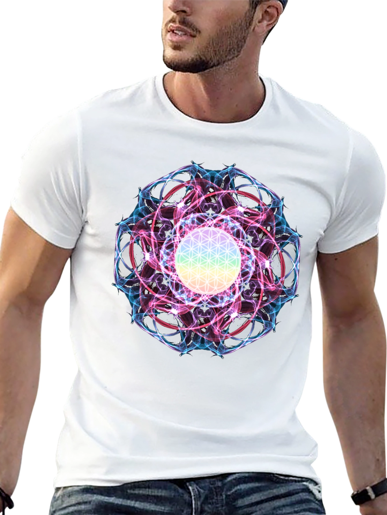 Flower of Life Graphic Tee - Spiritual Design