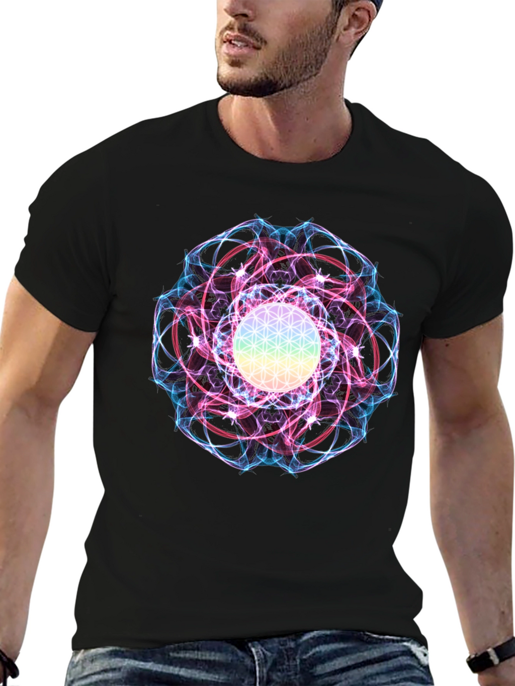 Flower of Life Graphic Tee - Spiritual Design