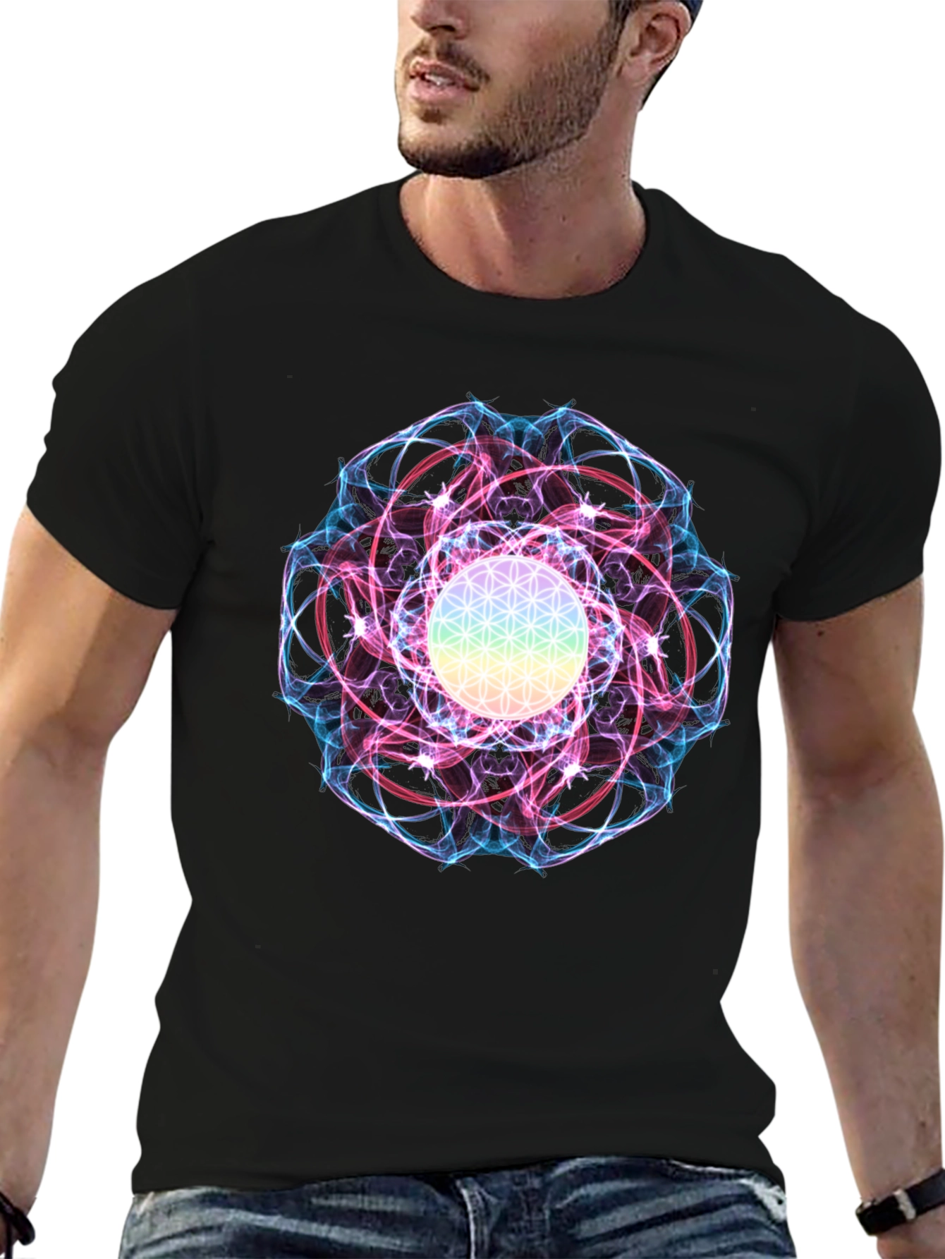 Flower of Life Graphic Tee - Spiritual Design