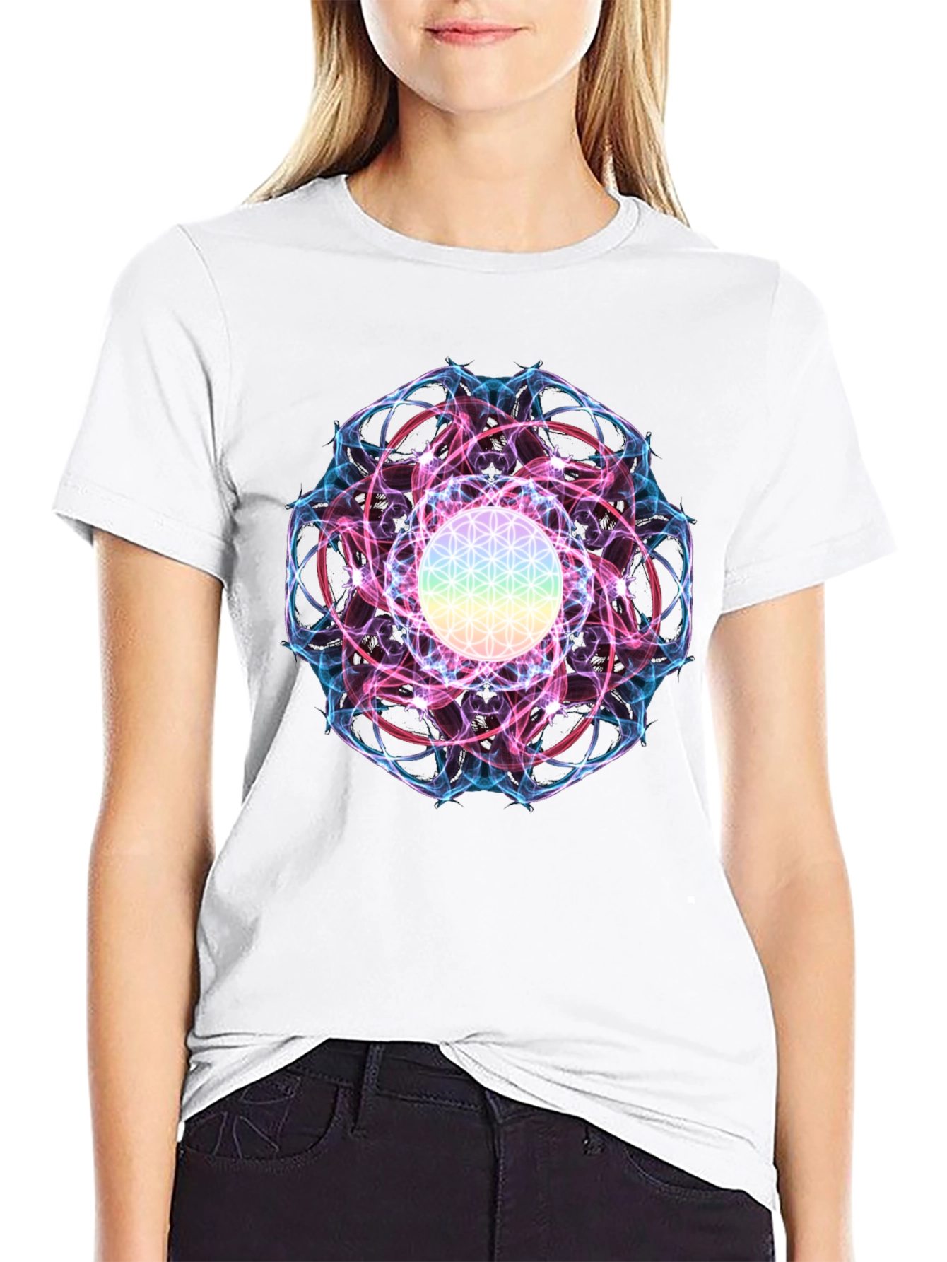 Flower of Life Graphic Tee - Spiritual Design