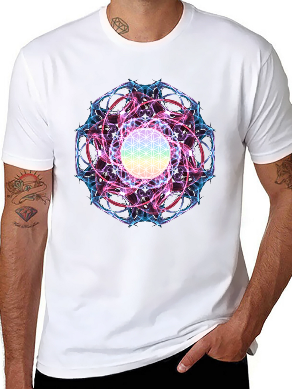 Flower of Life Graphic Tee - Spiritual Design