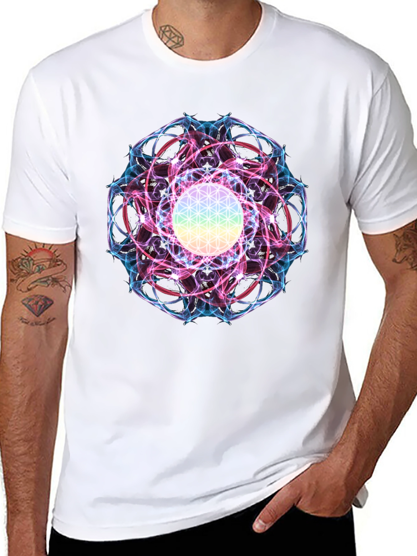 Flower of Life Graphic Tee - Spiritual Design