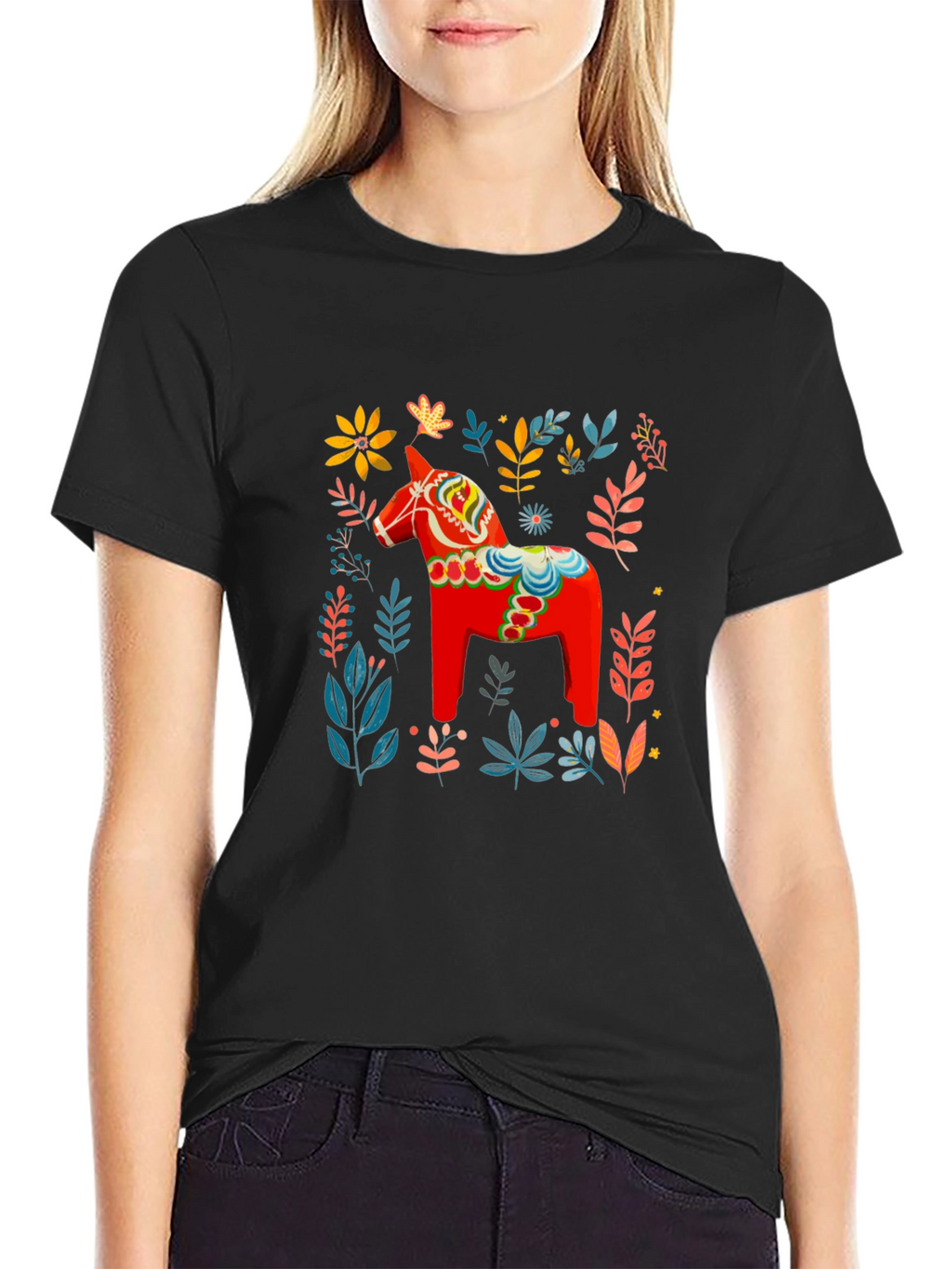 Dala Horse Floral Graphic Tee