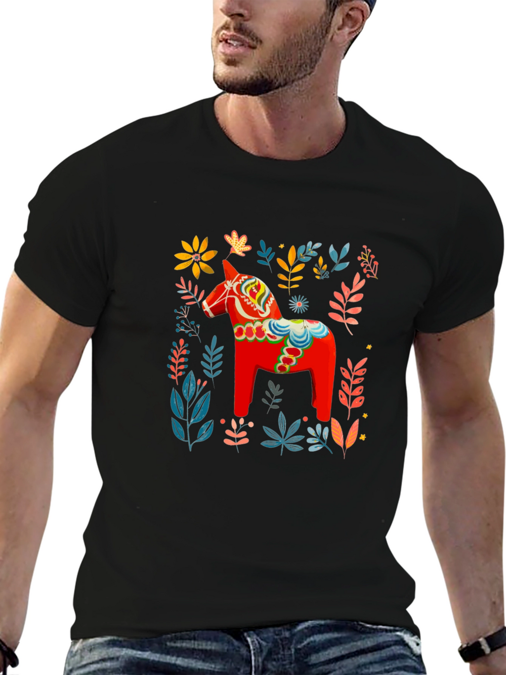 Dala Horse Floral Graphic Tee
