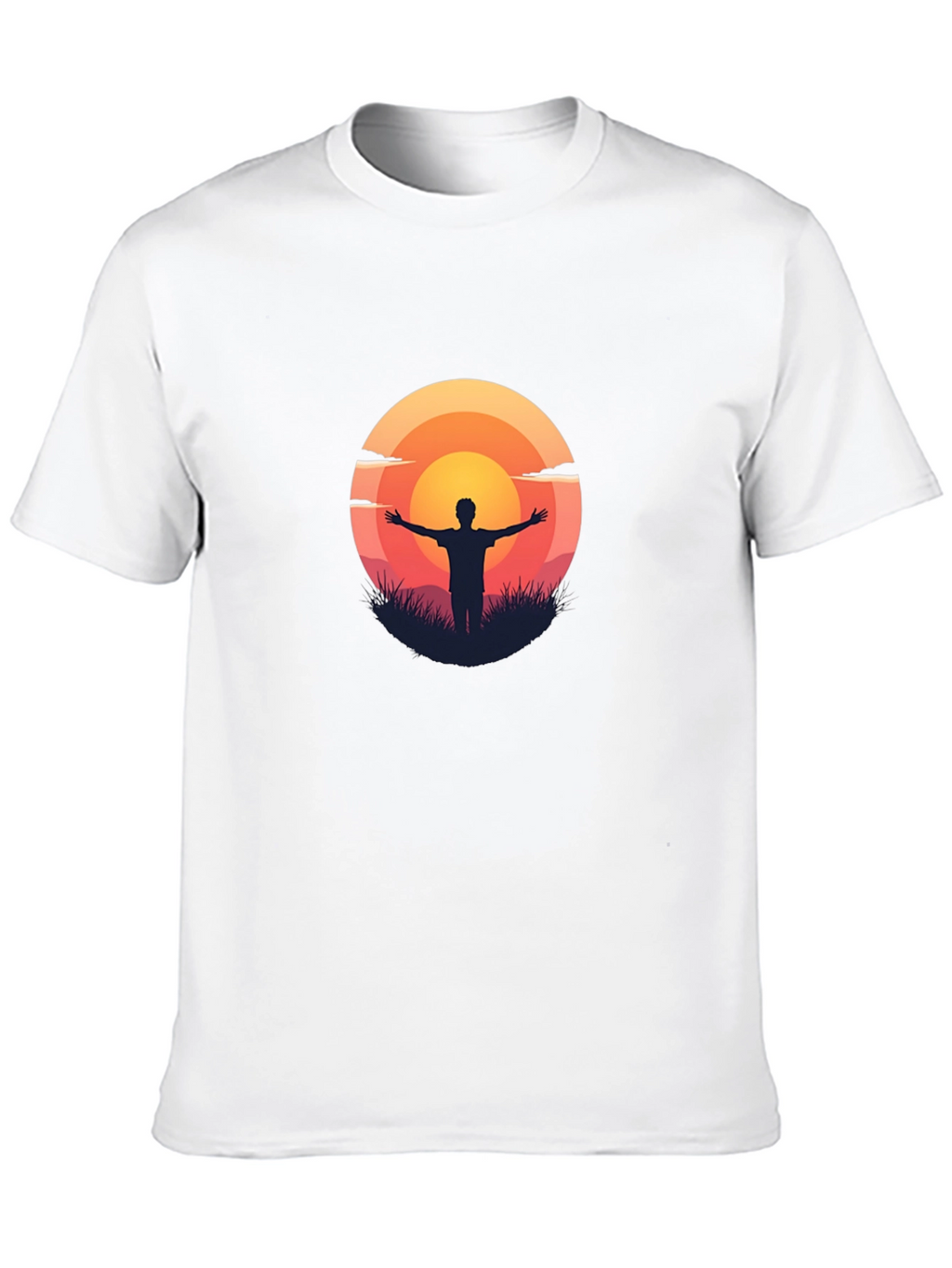 Sunset Silhouette Graphic Tee - Black Cotton T-Shirt