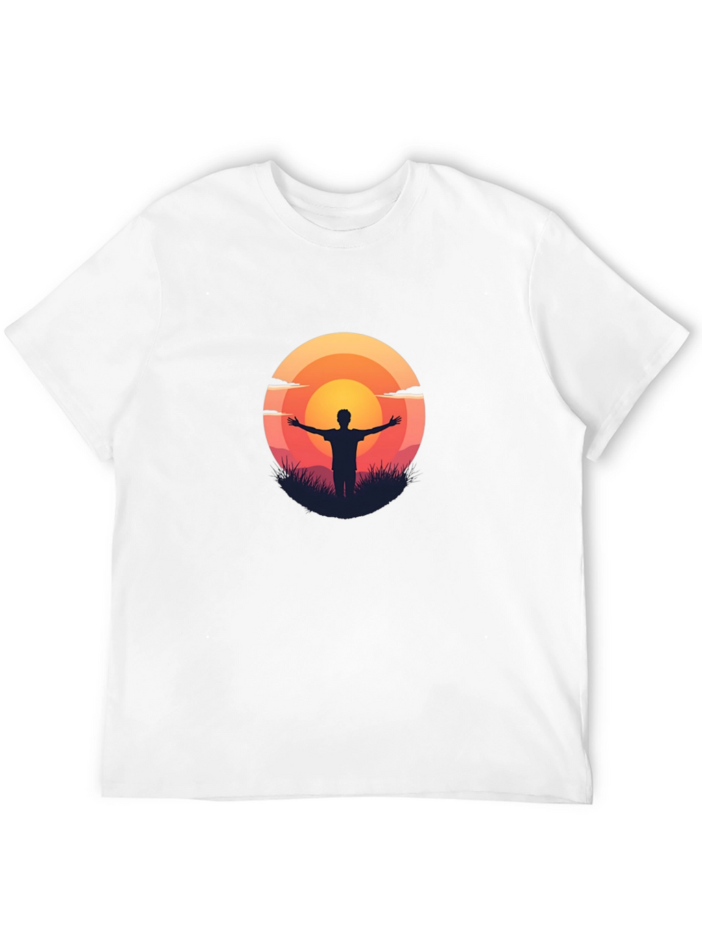 Sunset Silhouette Graphic Tee - Black Cotton T-Shirt