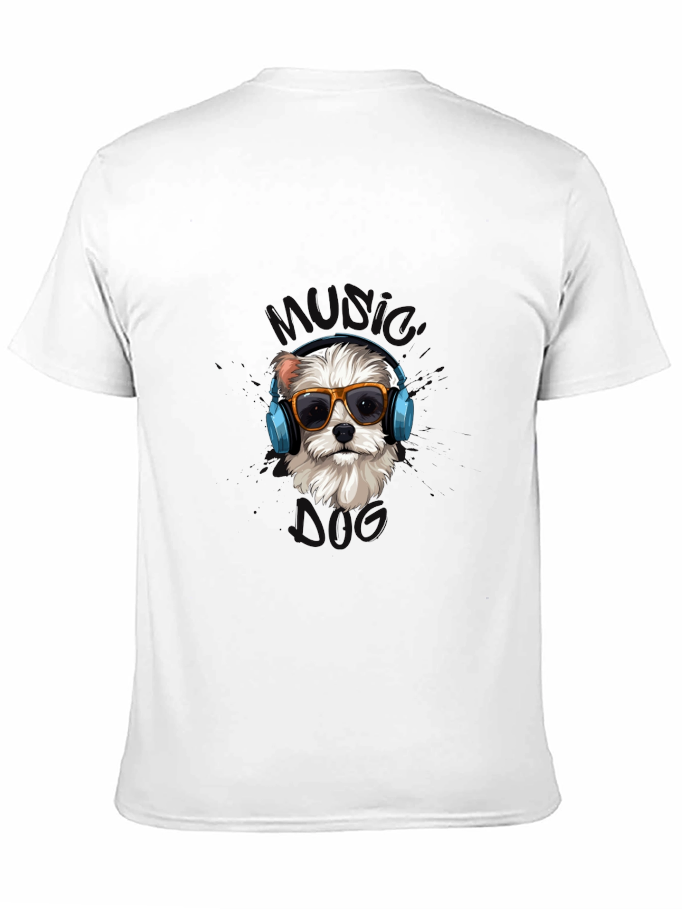 Music Dog Black Graphic T-Shirt