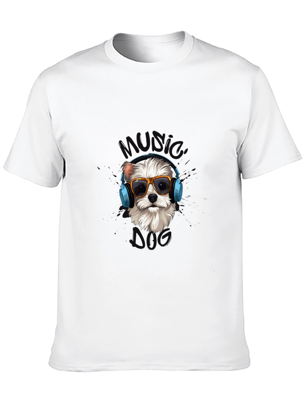 Music Dog Black Graphic T-Shirt