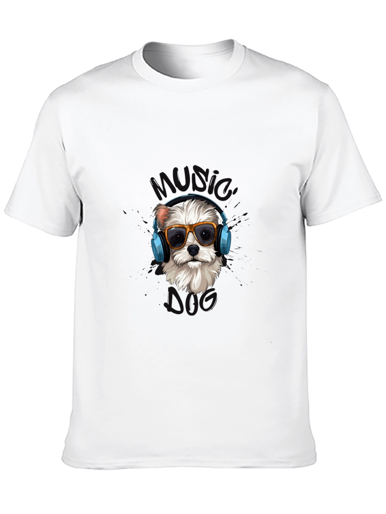Music Dog Black Graphic T-Shirt