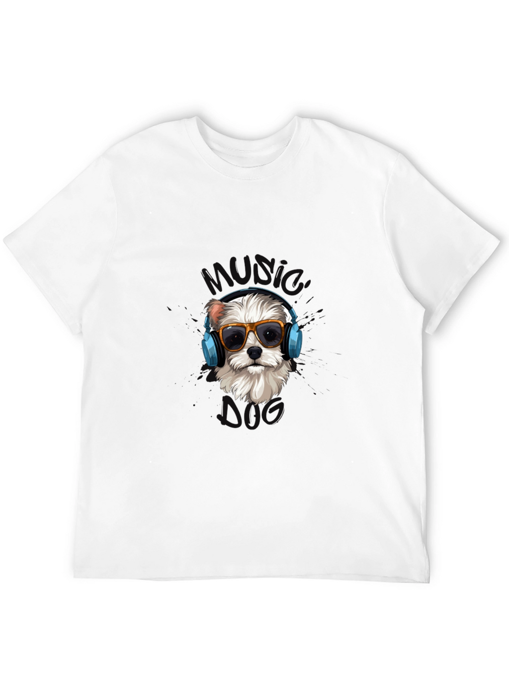 Music Dog Black Graphic T-Shirt