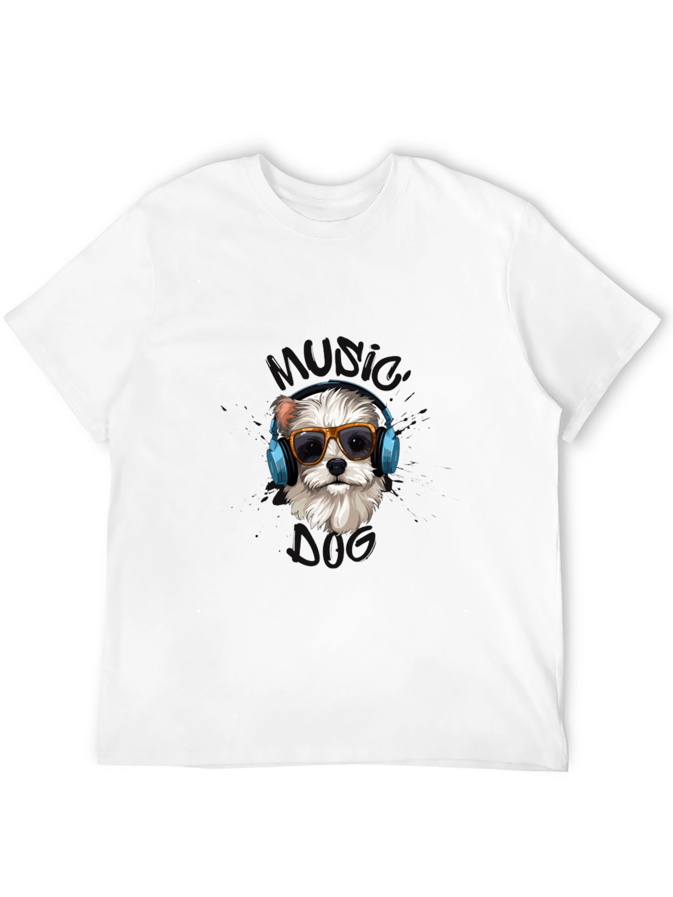 Music Dog Black Graphic T-Shirt