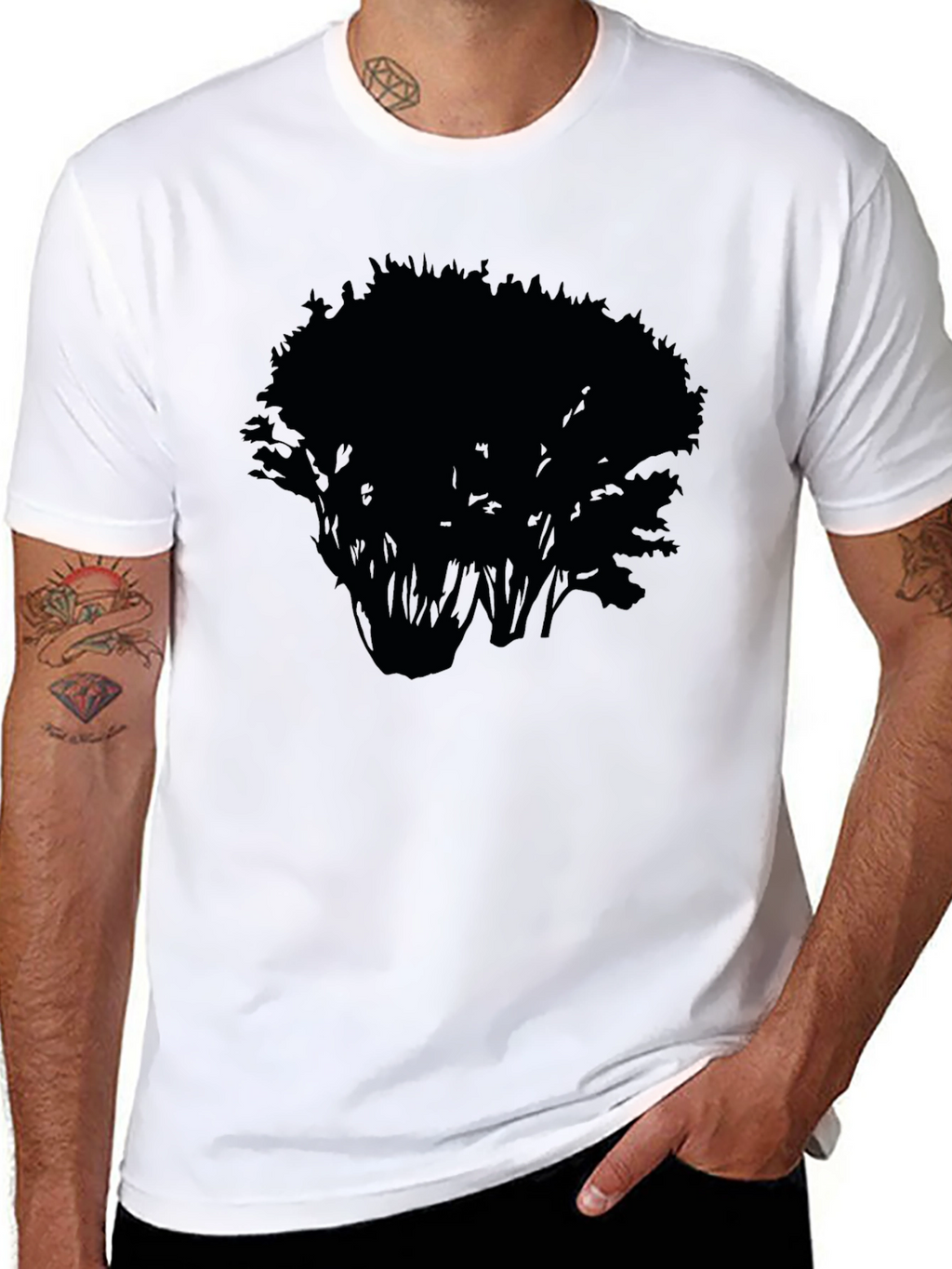Mens Black Tree Graphic Tee - Nature Inspired Style