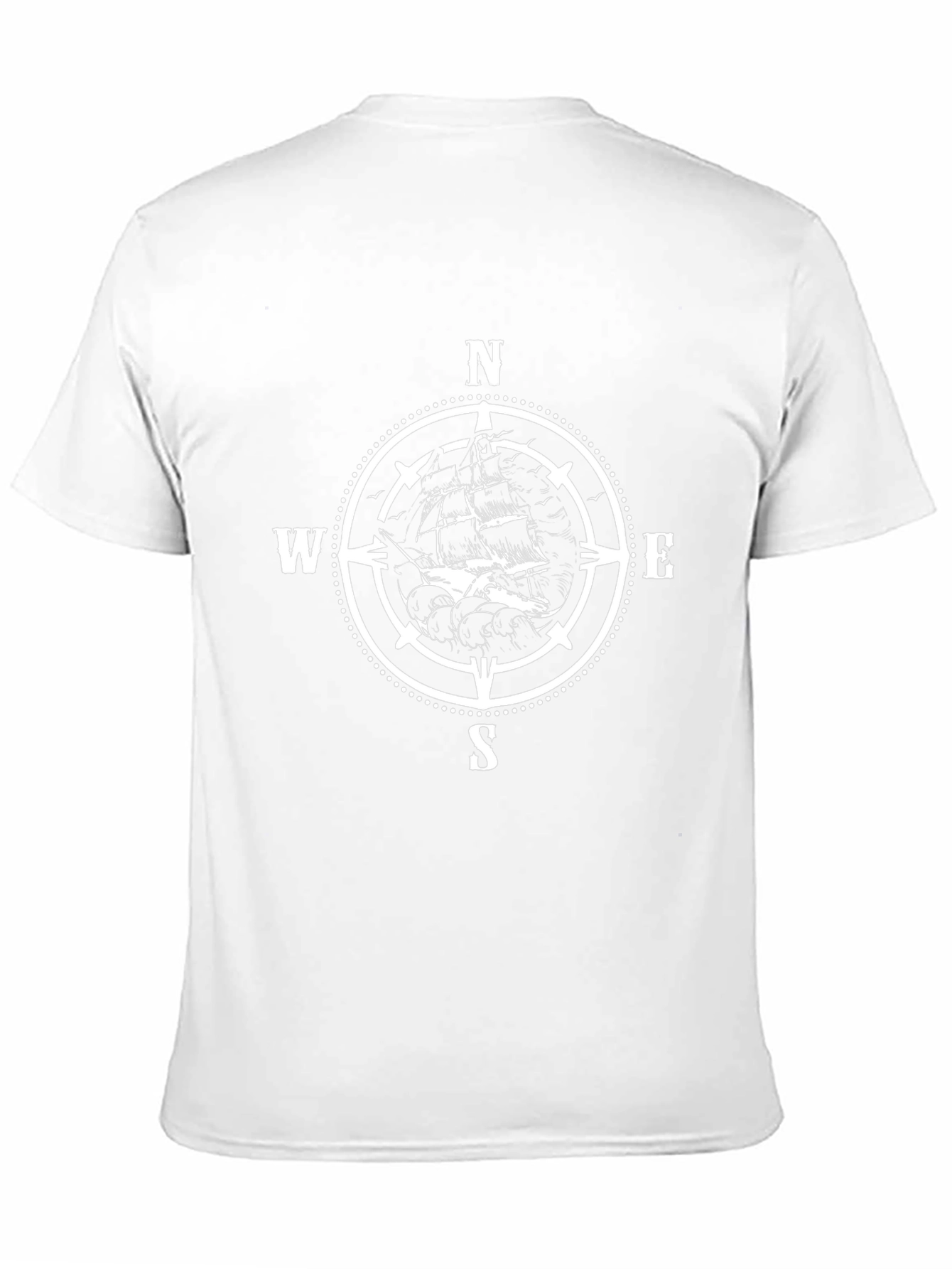 Nautical Compass & Ship Graphic T-Shirt - Black