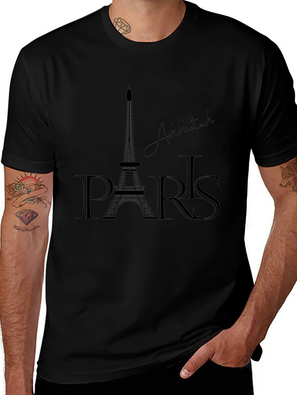 Paris Addicted Graphic T-Shirt - Black