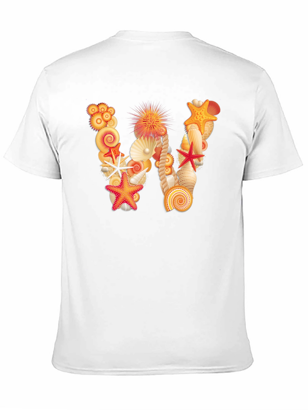 Seashell Letter W Black T-Shirt