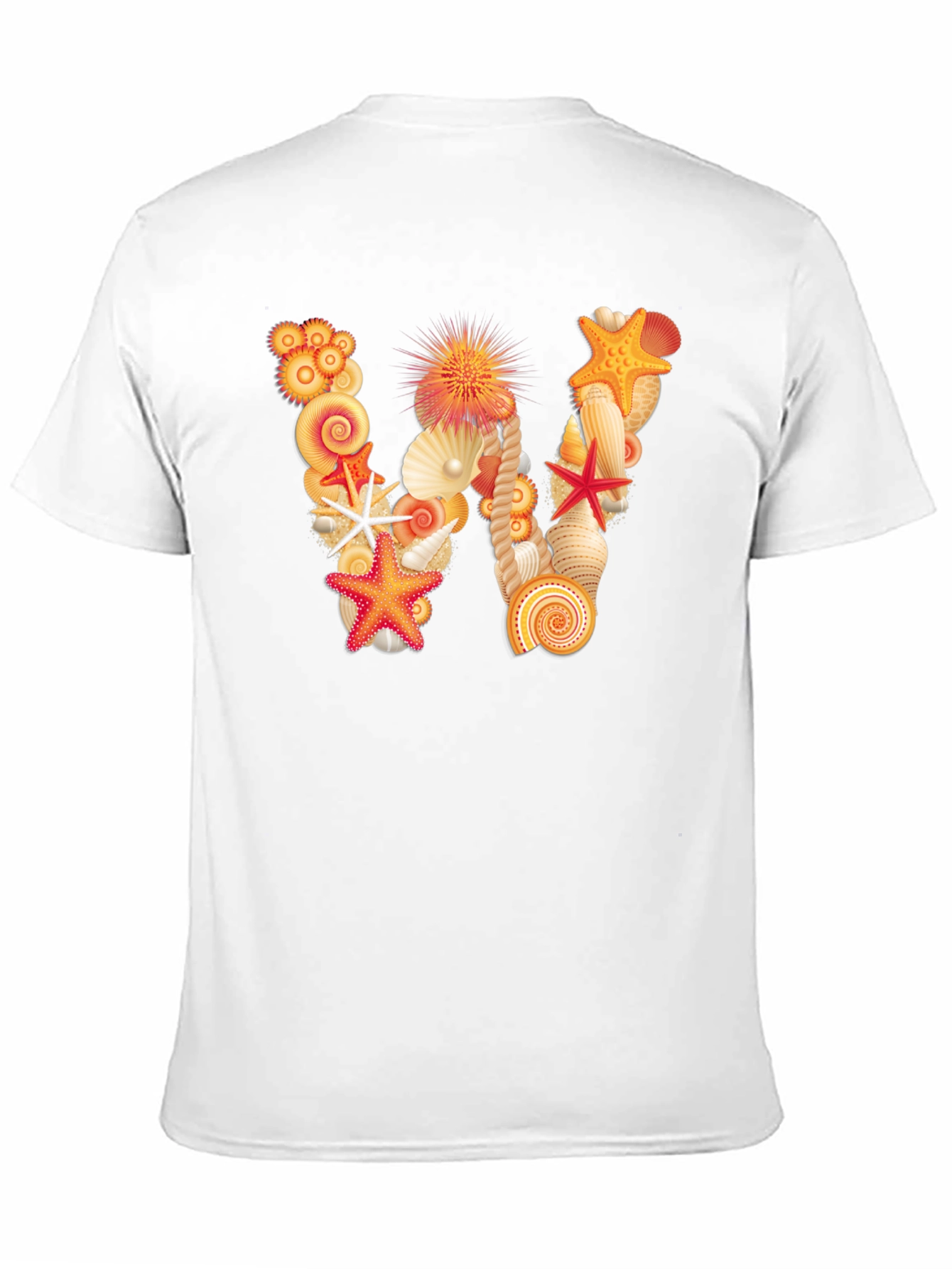 Seashell Letter W Black T-Shirt