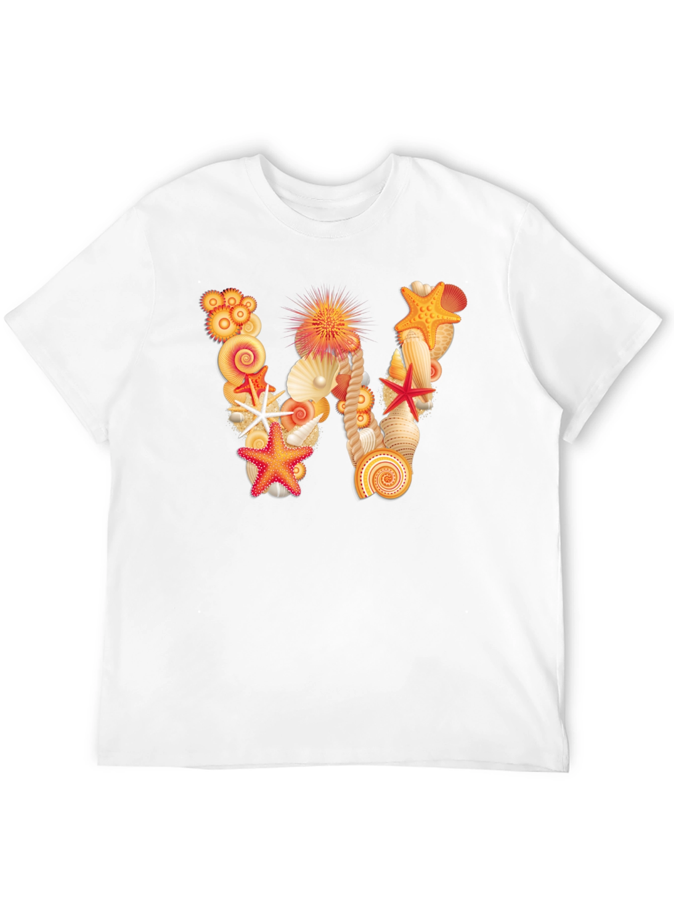 Seashell Letter W Black T-Shirt