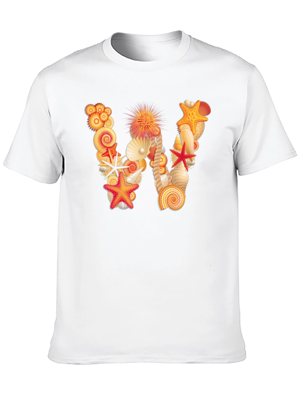 Seashell Letter W Black T-Shirt