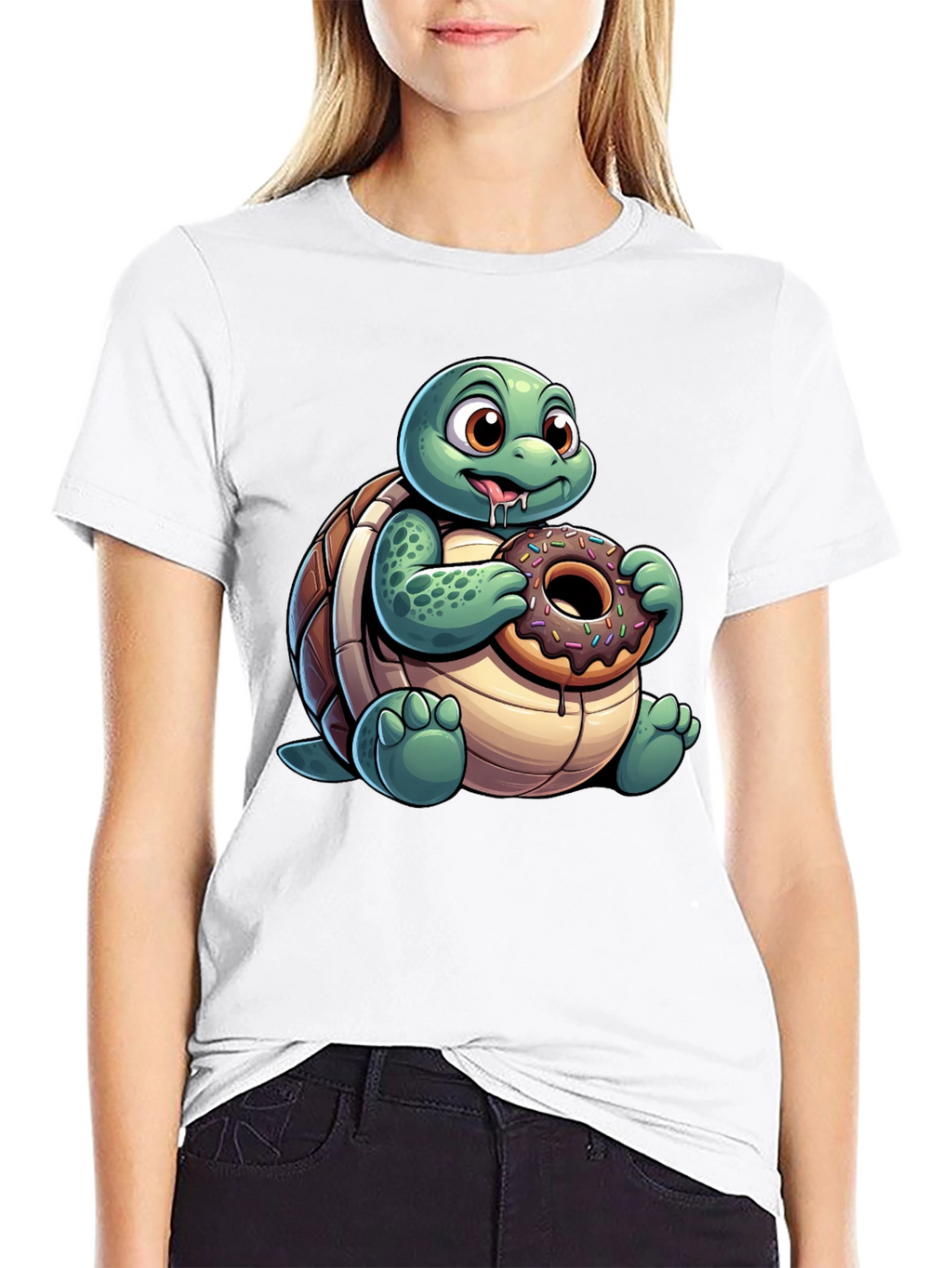 Turtle Donut Lover T-Shirt - Cute Cartoon Design