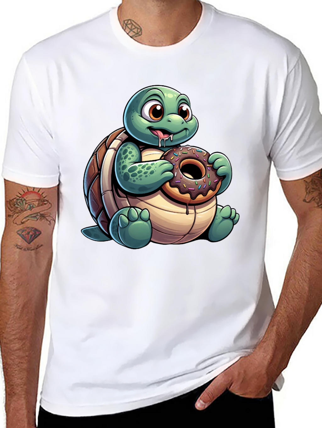 Turtle Donut Lover T-Shirt - Cute Cartoon Design