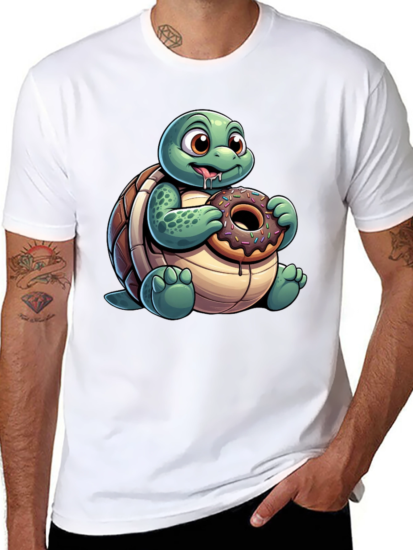 Turtle Donut Lover T-Shirt - Cute Cartoon Design