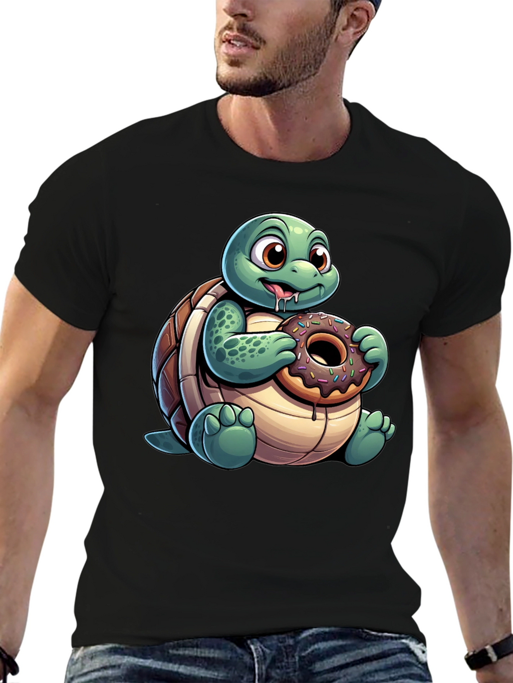 Turtle Donut Lover T-Shirt - Cute Cartoon Design