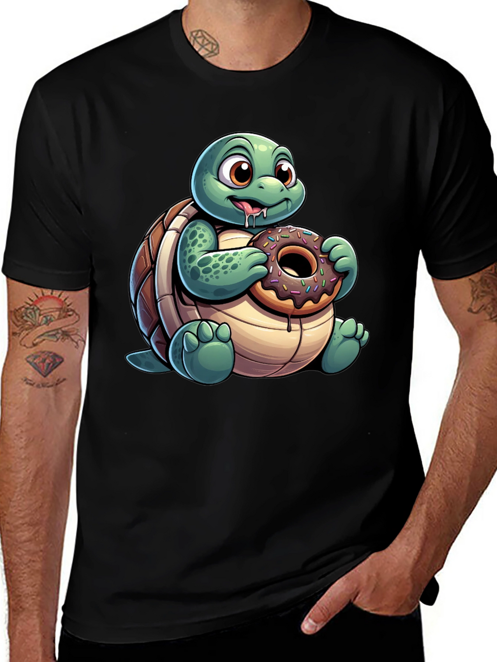 Turtle Donut Lover T-Shirt - Cute Cartoon Design