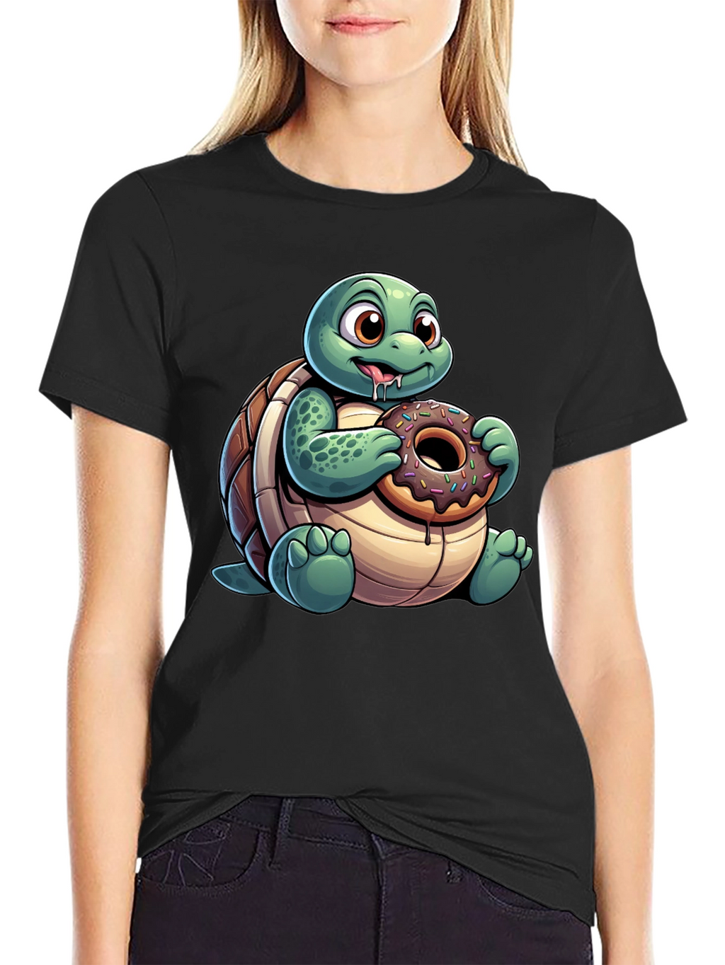Turtle Donut Lover T-Shirt - Cute Cartoon Design