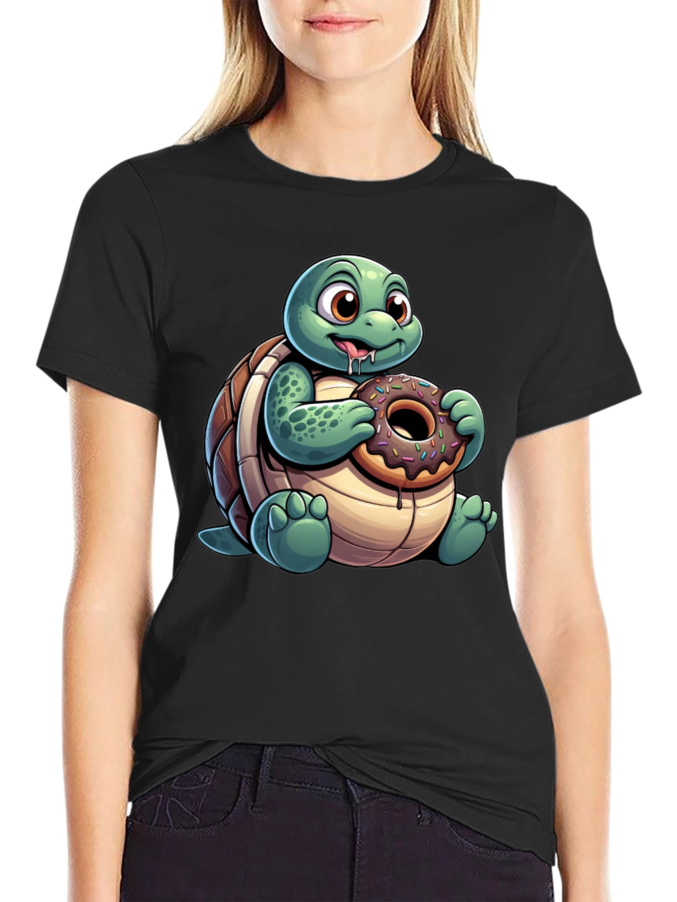 Turtle Donut Lover T-Shirt - Cute Cartoon Design