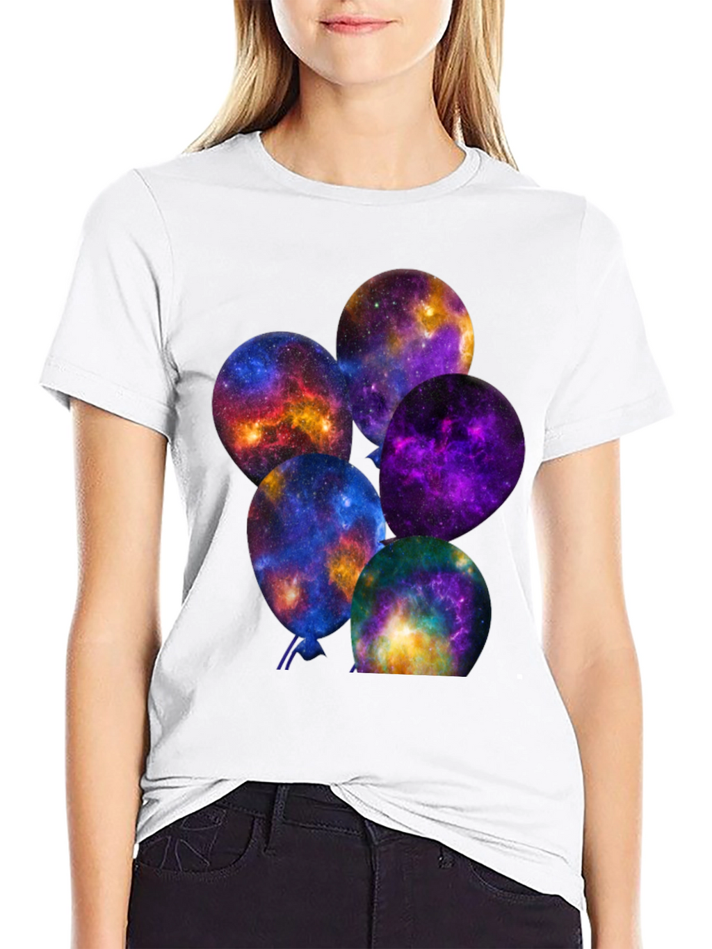 Galaxy Balloons Graphic Tee - Cosmic Comfort