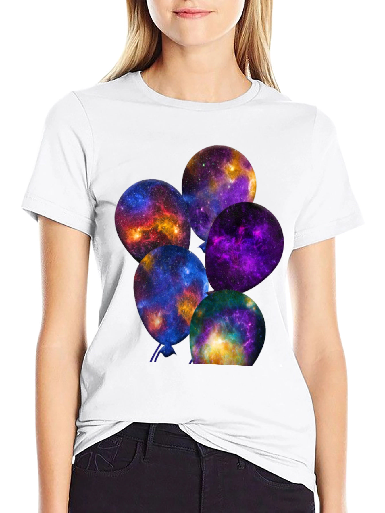 Galaxy Balloons Graphic Tee - Cosmic Comfort