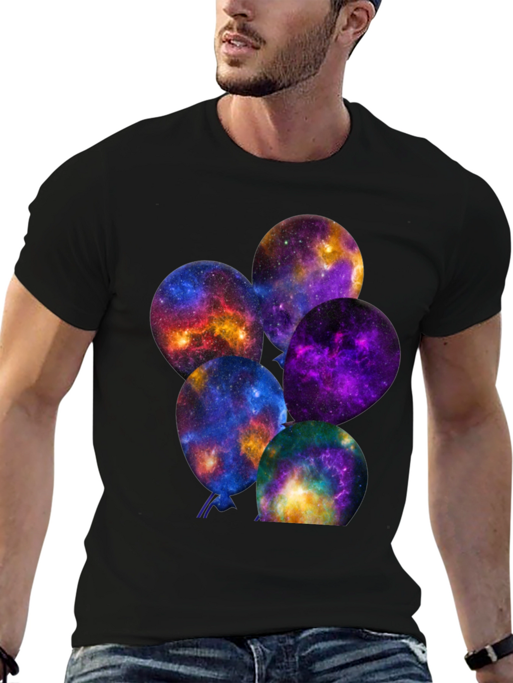 Galaxy Balloons Graphic Tee - Cosmic Comfort
