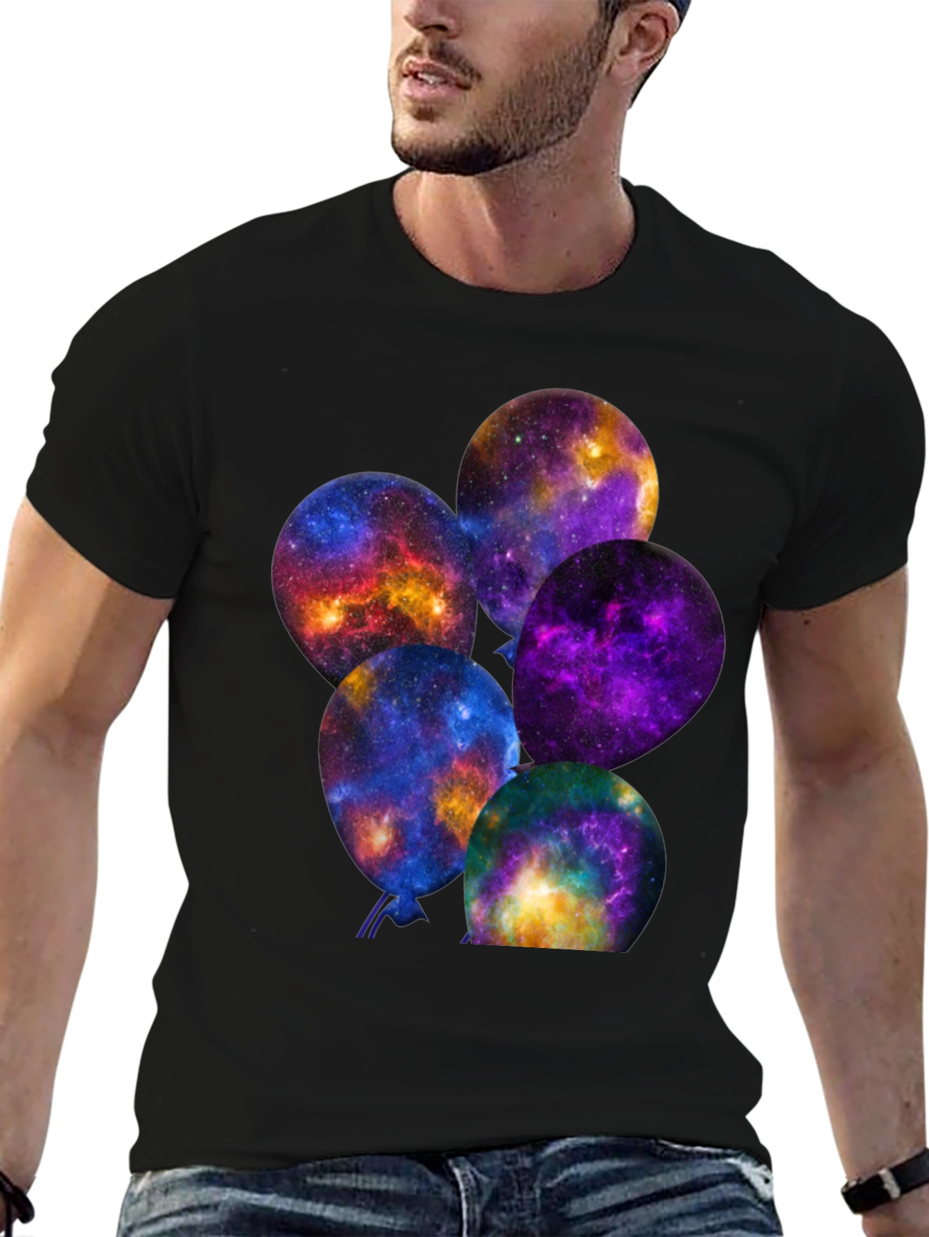 Galaxy Balloons Graphic Tee - Cosmic Comfort