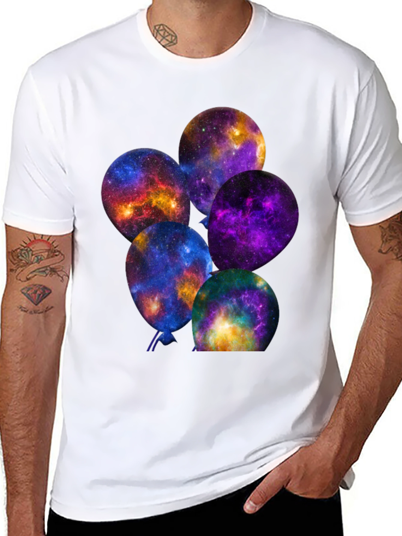 Galaxy Balloons Graphic Tee - Cosmic Comfort