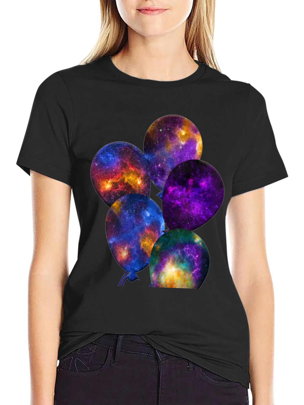 Galaxy Balloons Graphic Tee - Cosmic Comfort