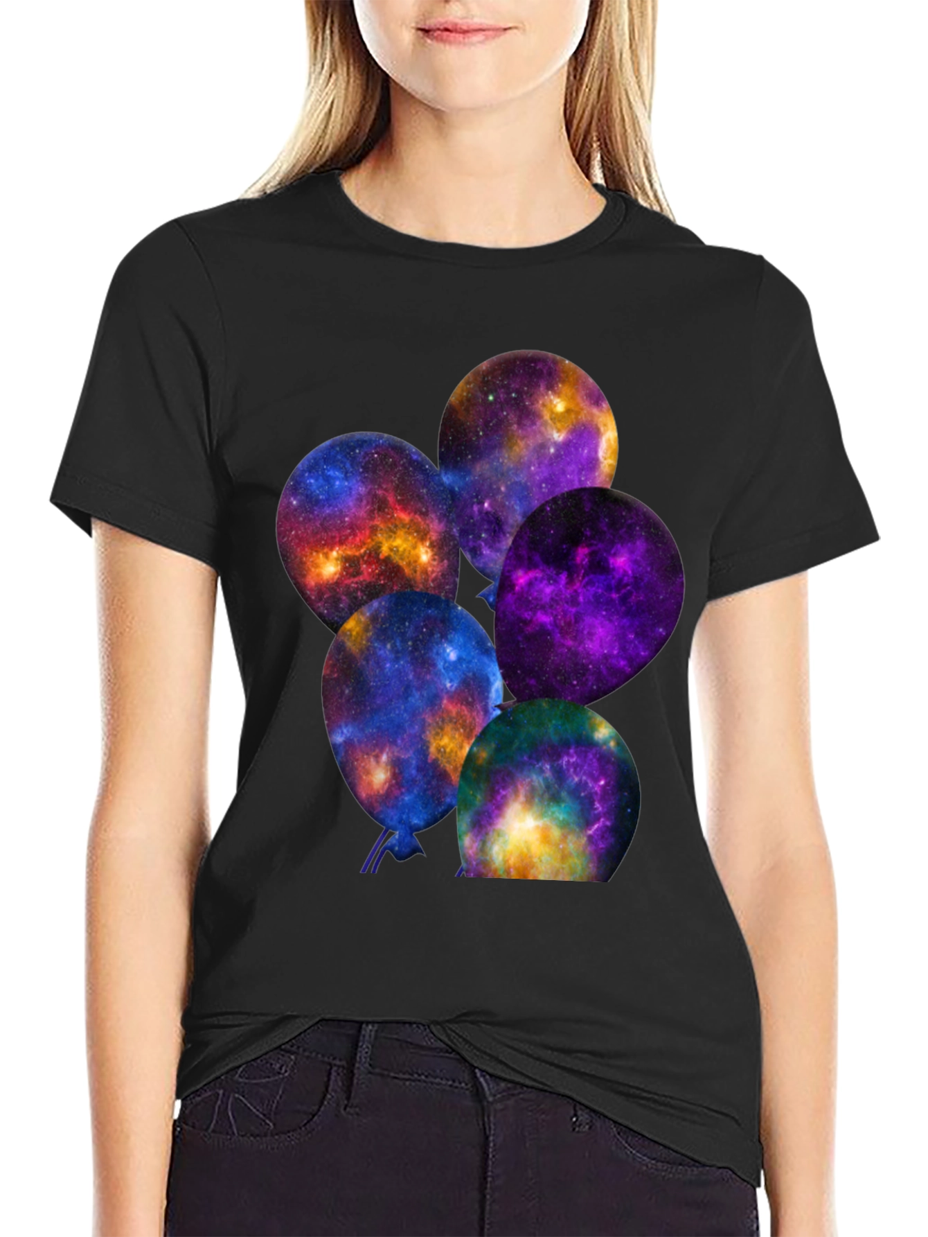 Galaxy Balloons Graphic Tee - Cosmic Comfort