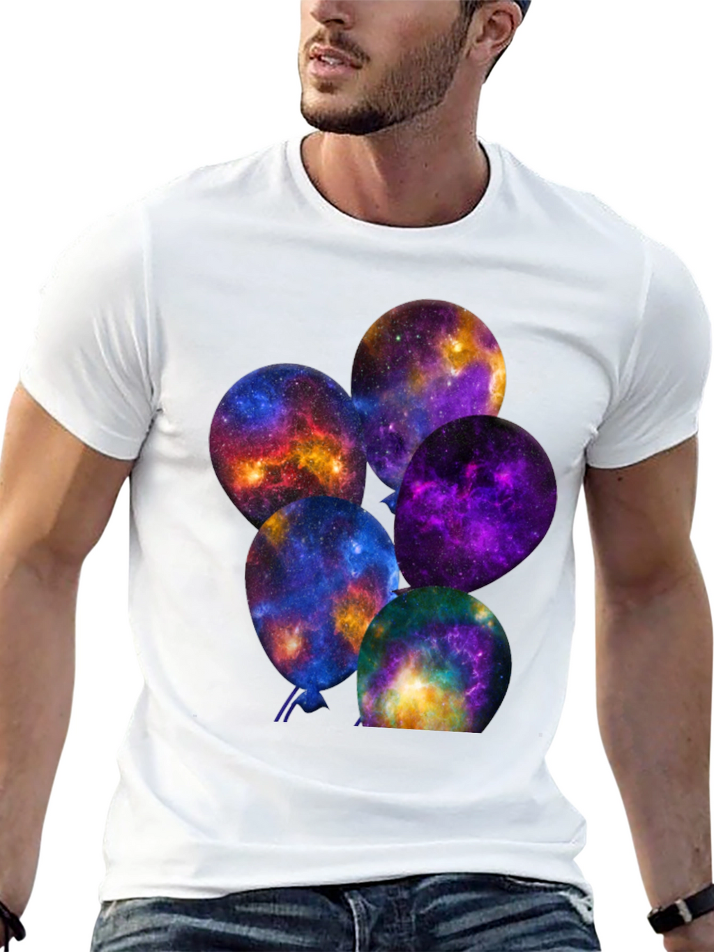 Galaxy Balloons Graphic Tee - Cosmic Comfort